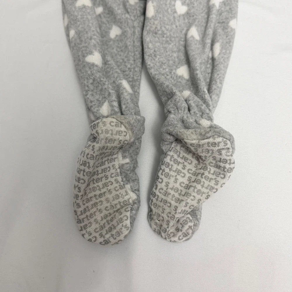 Carters 18M Fleece Footed Pajamas Set 2 Pack Owl Heart Cow Star Gray Aqua Blue